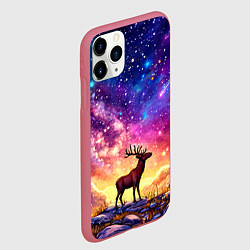 Чехол iPhone 11 Pro матовый Лось и звездное небо, цвет: 3D-малиновый — фото 2