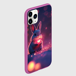 Чехол iPhone 11 Pro матовый Зайчик держит сердечко, цвет: 3D-фиолетовый — фото 2