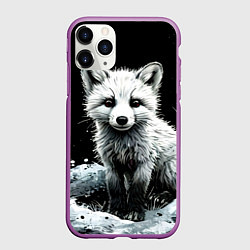 Чехол iPhone 11 Pro матовый Песец на черном