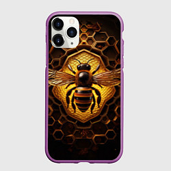 Чехол iPhone 11 Pro матовый Золотая пчела, цвет: 3D-фиолетовый