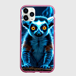 Чехол iPhone 11 Pro матовый Лемур и удар молнии, цвет: 3D-малиновый