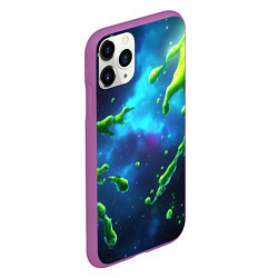 Чехол iPhone 11 Pro матовый Зеленые брызги, цвет: 3D-фиолетовый — фото 2