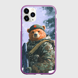 Чехол iPhone 11 Pro матовый Русский солдат патриот, цвет: 3D-фиолетовый