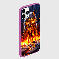 Чехол iPhone 11 Pro матовый Волк в огненной пещере, цвет: 3D-фиолетовый — фото 2
