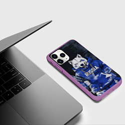 Чехол iPhone 11 Pro матовый Русский волк с автоматом, цвет: 3D-фиолетовый — фото 2