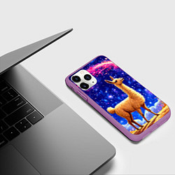 Чехол iPhone 11 Pro матовый Лама и звездное небо, цвет: 3D-фиолетовый — фото 2