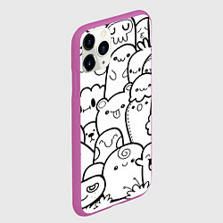 Чехол iPhone 11 Pro матовый Doodle monsters, цвет: 3D-фиолетовый — фото 2