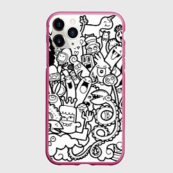 Чехол iPhone 11 Pro матовый Каляки маляки, цвет: 3D-малиновый