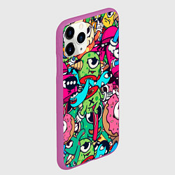 Чехол iPhone 11 Pro матовый Color doodle monsters, цвет: 3D-фиолетовый — фото 2