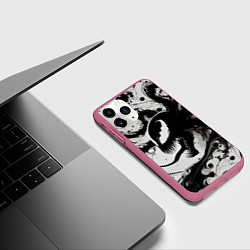 Чехол iPhone 11 Pro матовый Морда свирепого симбиота - нейроарт, цвет: 3D-малиновый — фото 2