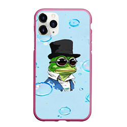 Чехол iPhone 11 Pro матовый Pepe в шляпе, цвет: 3D-малиновый