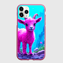 Чехол iPhone 11 Pro матовый Розовый козлик, цвет: 3D-малиновый