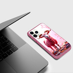 Чехол iPhone 11 Pro матовый Козел в розовом, цвет: 3D-малиновый — фото 2
