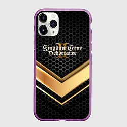 Чехол iPhone 11 Pro матовый Kingdom Come Deliverance 2 золотая полоса, цвет: 3D-фиолетовый