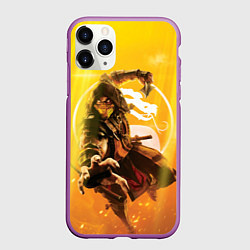 Чехол iPhone 11 Pro матовый Скорпион - Mortal Kombat, цвет: 3D-фиолетовый
