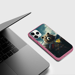 Чехол iPhone 11 Pro матовый Воин русский медведь, цвет: 3D-малиновый — фото 2