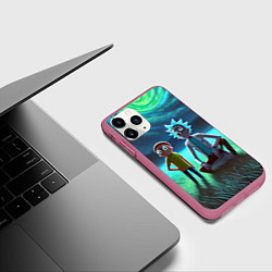 Чехол iPhone 11 Pro матовый Рик и Морти на поляне - нейроарт, цвет: 3D-малиновый — фото 2