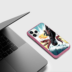 Чехол iPhone 11 Pro матовый Genshin Impact Мавуика на мотоцикле, цвет: 3D-малиновый — фото 2