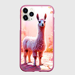 Чехол iPhone 11 Pro матовый Альпака в розовом, цвет: 3D-малиновый