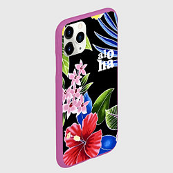 Чехол iPhone 11 Pro матовый Tropical flowers - aloha, цвет: 3D-фиолетовый — фото 2