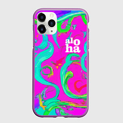 Чехол iPhone 11 Pro матовый Abstract floral pattern - aloha, цвет: 3D-фиолетовый