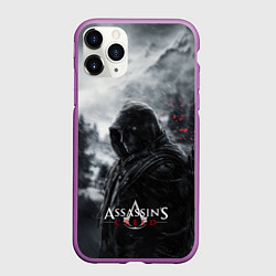 Чехол iPhone 11 Pro матовый Assassins Creed охотник в горах, цвет: 3D-фиолетовый