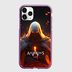 Чехол iPhone 11 Pro матовый Assassins Creed fire, цвет: 3D-фиолетовый