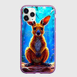 Чехол iPhone 11 Pro матовый Кенгуру в джунглях, цвет: 3D-фиолетовый