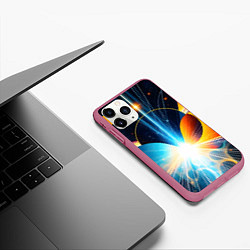 Чехол iPhone 11 Pro матовый Космическая абстракция с лучами, цвет: 3D-малиновый — фото 2