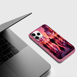Чехол iPhone 11 Pro матовый Вечерний мегаполис, цвет: 3D-малиновый — фото 2