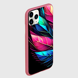 Чехол iPhone 11 Pro матовый Букет из цветных перьев - неон, цвет: 3D-малиновый — фото 2