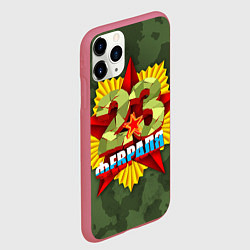 Чехол iPhone 11 Pro матовый 23 февраля - милитари, цвет: 3D-малиновый — фото 2