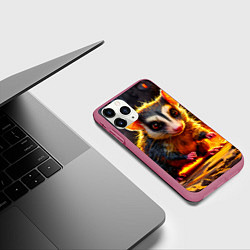 Чехол iPhone 11 Pro матовый Опоссум в огне, цвет: 3D-малиновый — фото 2