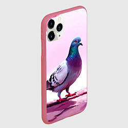 Чехол iPhone 11 Pro матовый Голубь в розовом, цвет: 3D-малиновый — фото 2