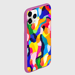 Чехол iPhone 11 Pro матовый Лоскутная абстракция, цвет: 3D-фиолетовый — фото 2