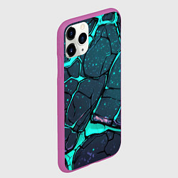 Чехол iPhone 11 Pro матовый Текстура зеленых плит в разломе, цвет: 3D-фиолетовый — фото 2