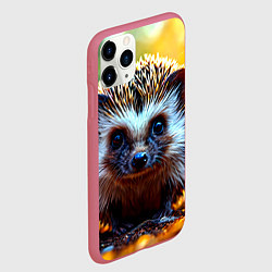 Чехол iPhone 11 Pro матовый Ёжик в искрах, цвет: 3D-малиновый — фото 2