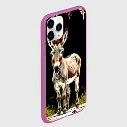 Чехол iPhone 11 Pro матовый Ослик на черном, цвет: 3D-фиолетовый — фото 2