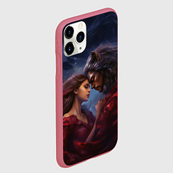 Чехол iPhone 11 Pro матовый Девушка и оборотень, цвет: 3D-малиновый — фото 2