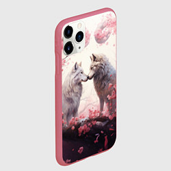 Чехол iPhone 11 Pro матовый Волчья гармония, цвет: 3D-малиновый — фото 2