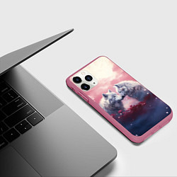 Чехол iPhone 11 Pro матовый Волчья пара, цвет: 3D-малиновый — фото 2