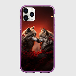 Чехол iPhone 11 Pro матовый Волчья любовь, цвет: 3D-фиолетовый