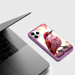 Чехол iPhone 11 Pro матовый Кукушка в розовых цветах, цвет: 3D-фиолетовый — фото 2