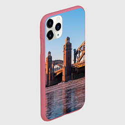Чехол iPhone 11 Pro матовый Большеохтинский мост в Санкт-Петербурге, цвет: 3D-малиновый — фото 2