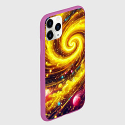 Чехол iPhone 11 Pro матовый Спиралевидная галактика - неоновое свечение, цвет: 3D-фиолетовый — фото 2