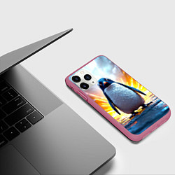 Чехол iPhone 11 Pro матовый Эпичный пингвин, цвет: 3D-малиновый — фото 2