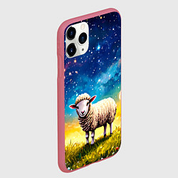 Чехол iPhone 11 Pro матовый Овечка и звездное небо, цвет: 3D-малиновый — фото 2