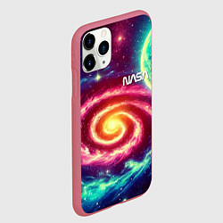 Чехол iPhone 11 Pro матовый Spiral galaxy - neon glow, цвет: 3D-малиновый — фото 2
