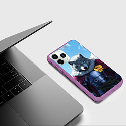 Чехол iPhone 11 Pro матовый Волк русский защитник, цвет: 3D-фиолетовый — фото 2