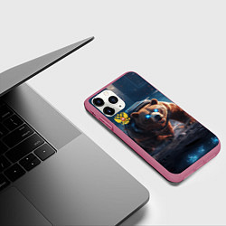 Чехол iPhone 11 Pro матовый Русский медведь-победитель, цвет: 3D-малиновый — фото 2